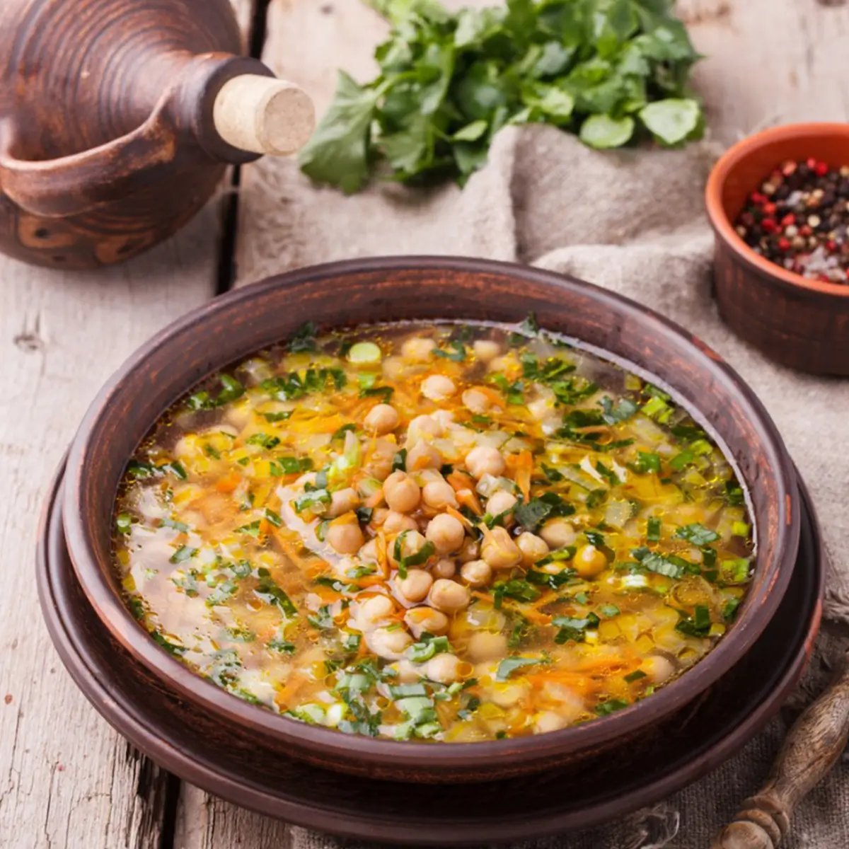 Baharatlı Nohutlu Mercimek Çorbası Tarifi