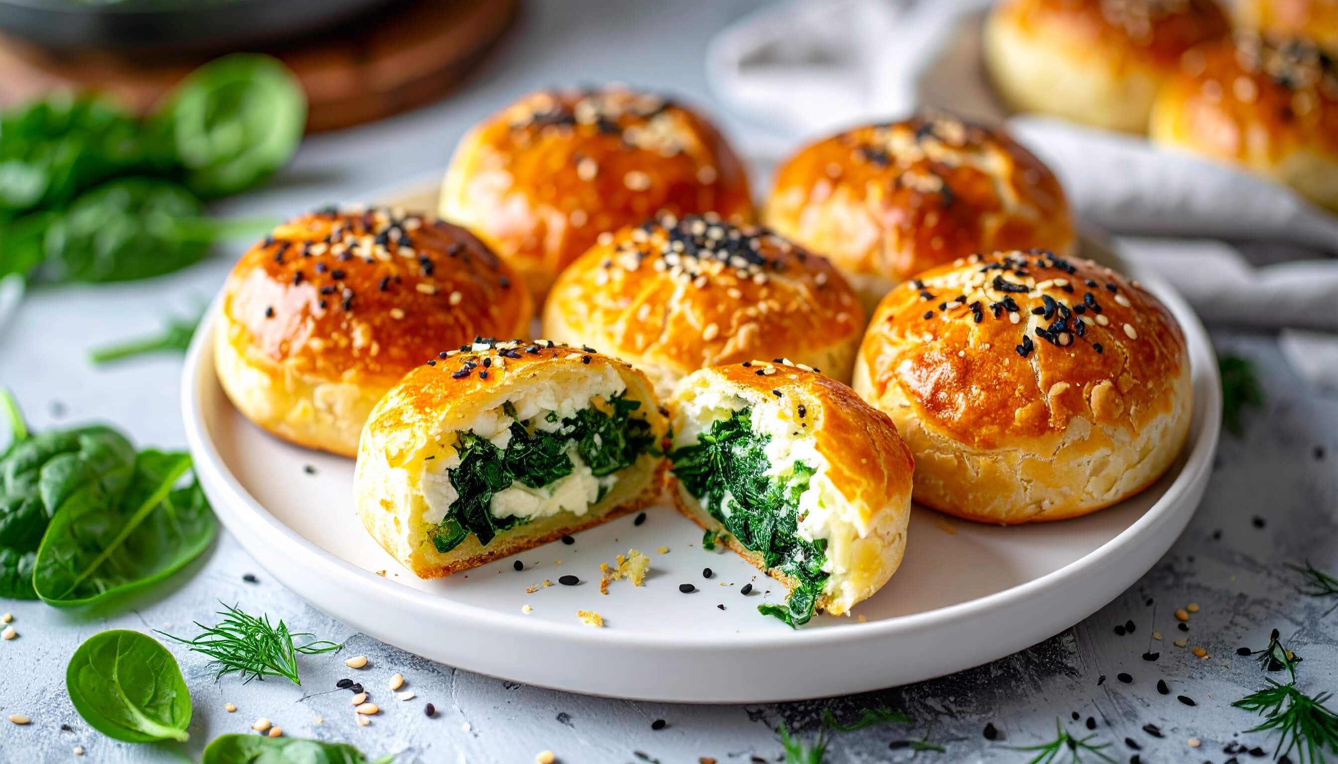 Fırında Lor Peynirli ve Ispanaklı Poğaça