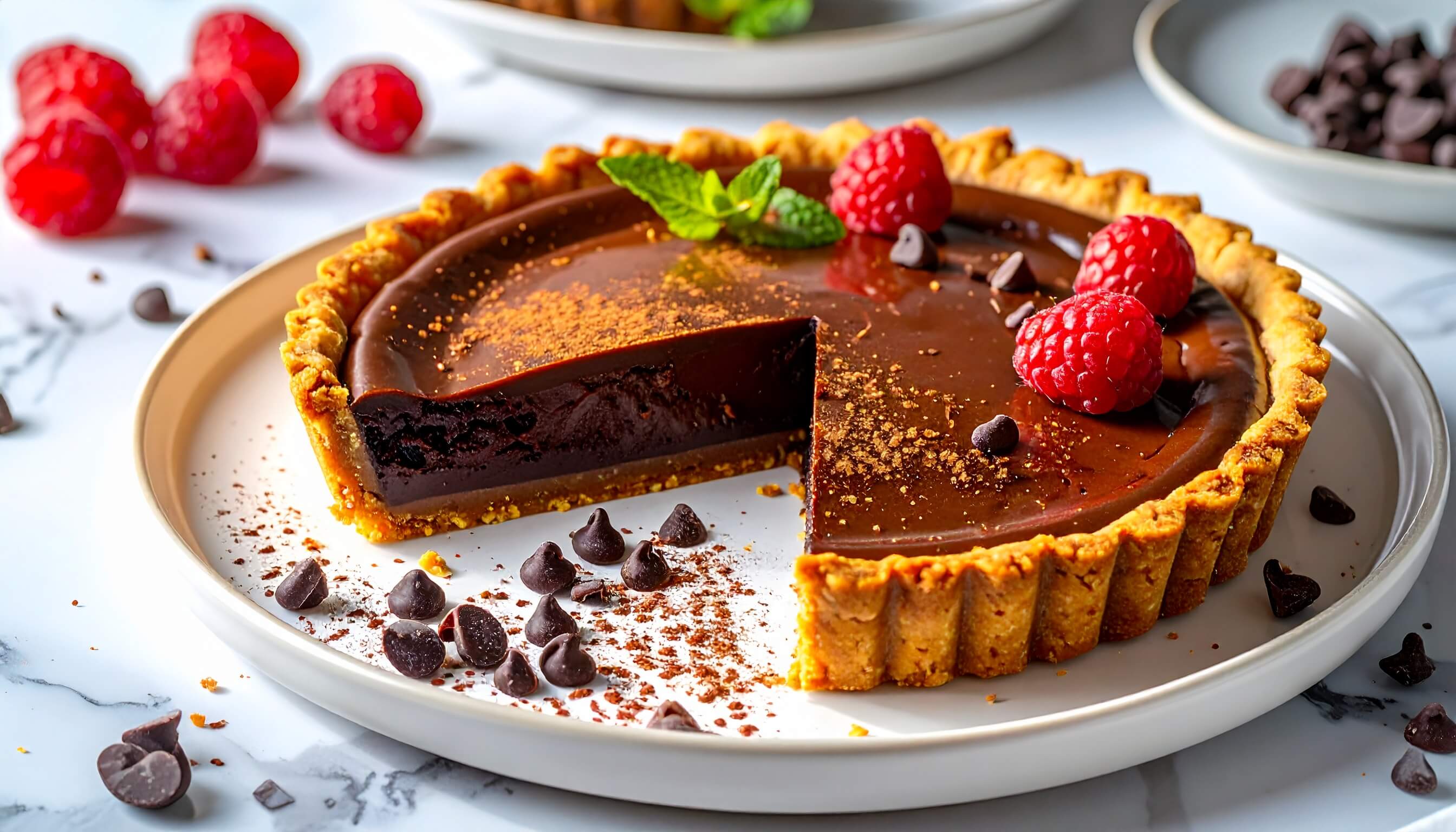 Fırında Kremalı Fransız Çikolatalı Tart