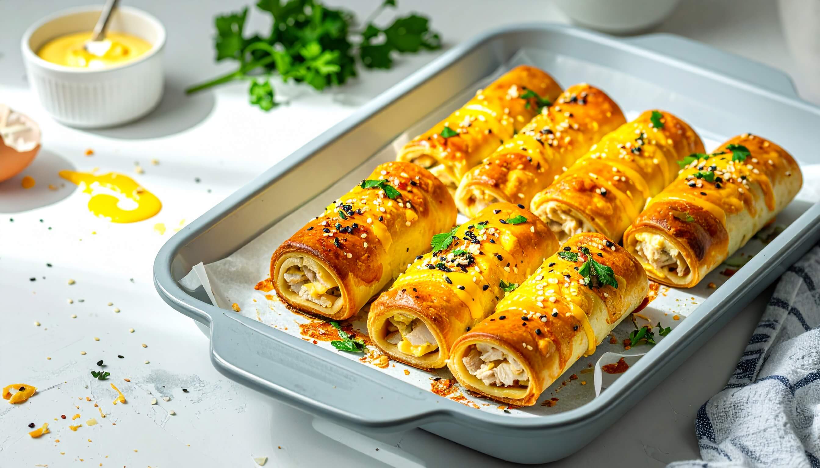 Fırında Beşamel Soslu Tavuklu Börek