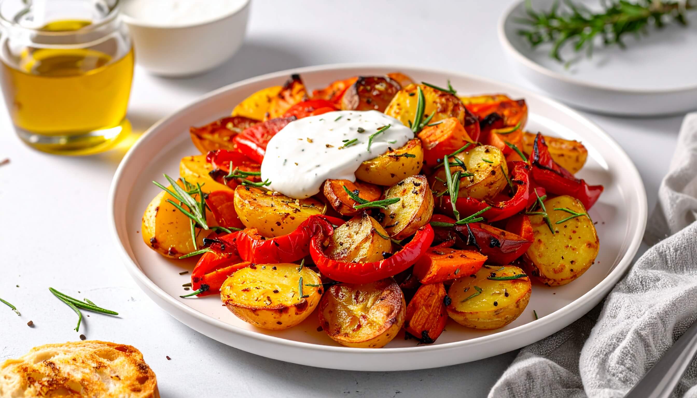 Fırında Sebzeli Biberiyeli Patates