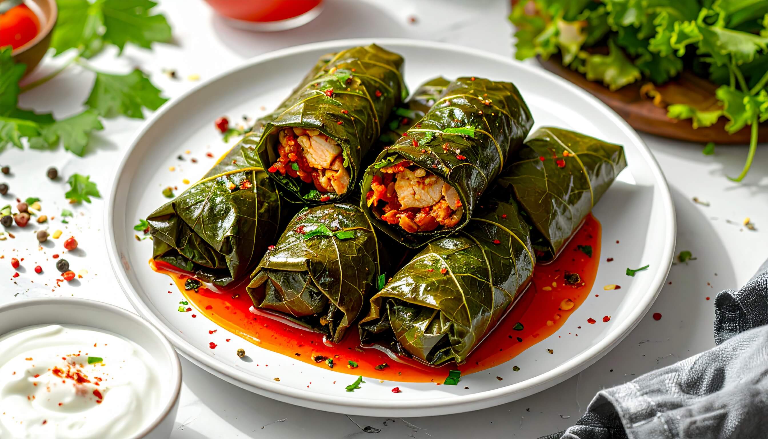 Fırında Tavuklu Yaprak Sarma
