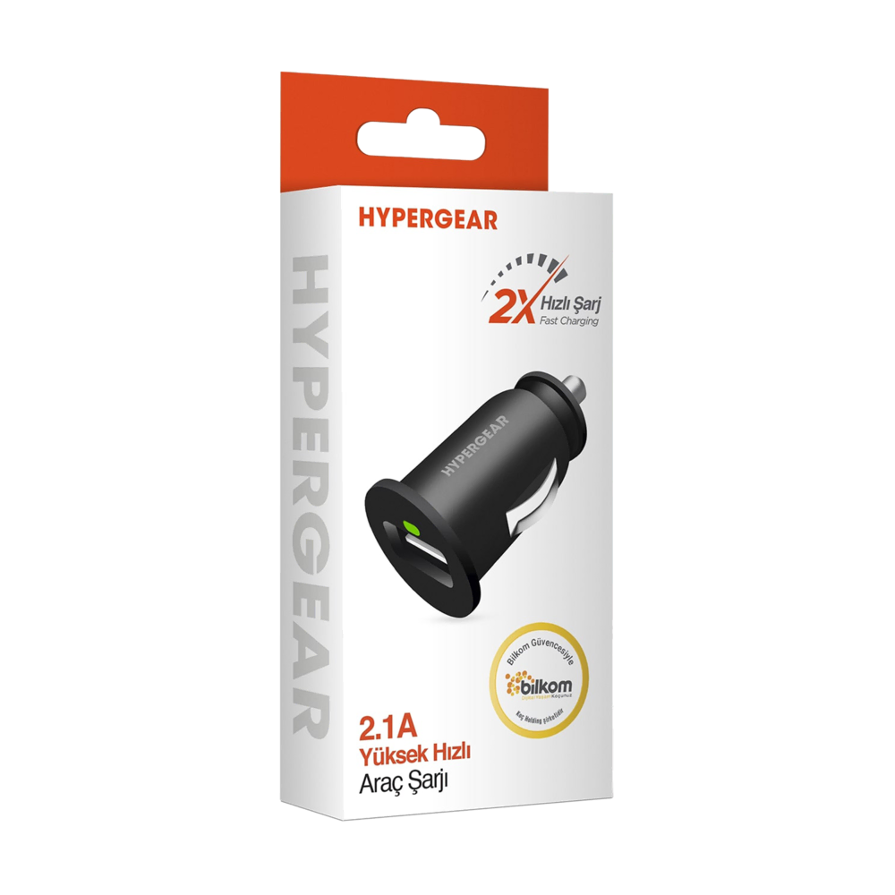 HyperGear Araç Şarjı Tekli 2.1A - Siyah Hypergear