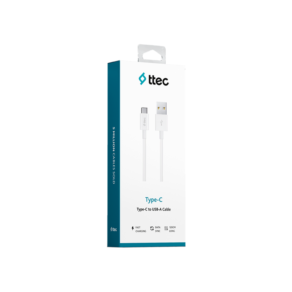 Ttec 2DK12B Type-C Şarj Kablosu Beyaz Şarj Kabloları