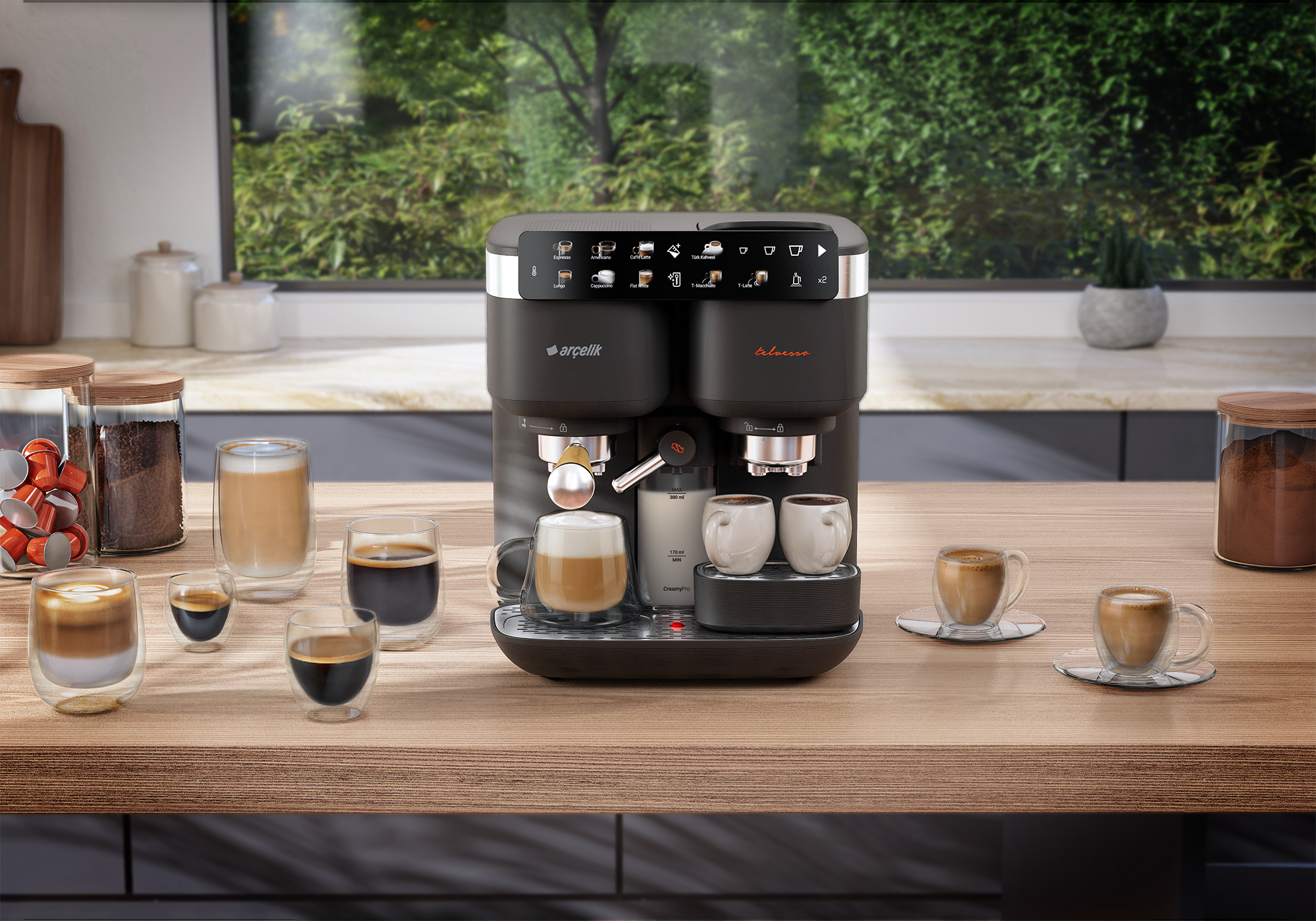 Arçelik TEM 9690 Telvesso® Türk Kahvesi Makinesi & Yarı Otomatik Espresso Makinesi