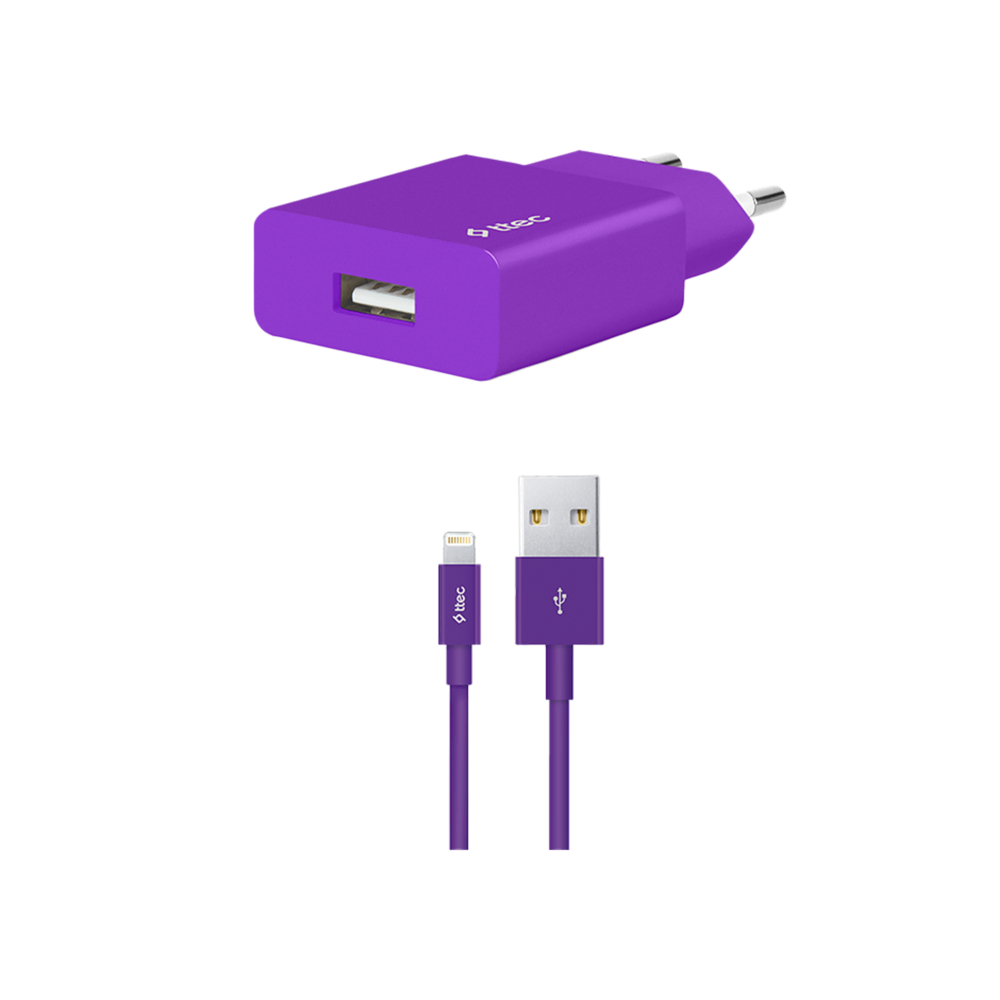 Ttec SmartCharger Adaptör+Lightng Mor Şarj Cihazları