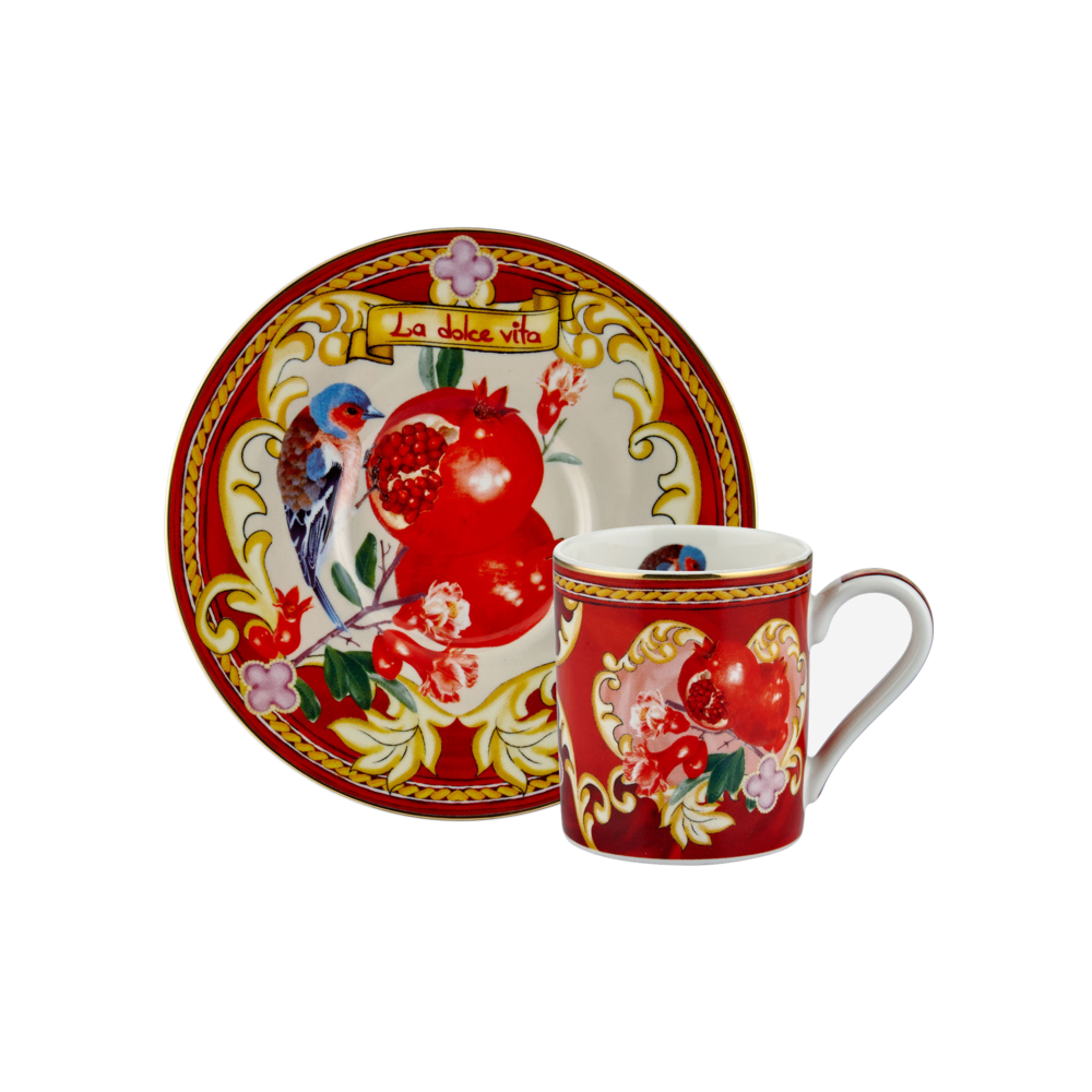 Chiara Alessi Capri Kırmızı Fincan Seti Kahve Fincanları