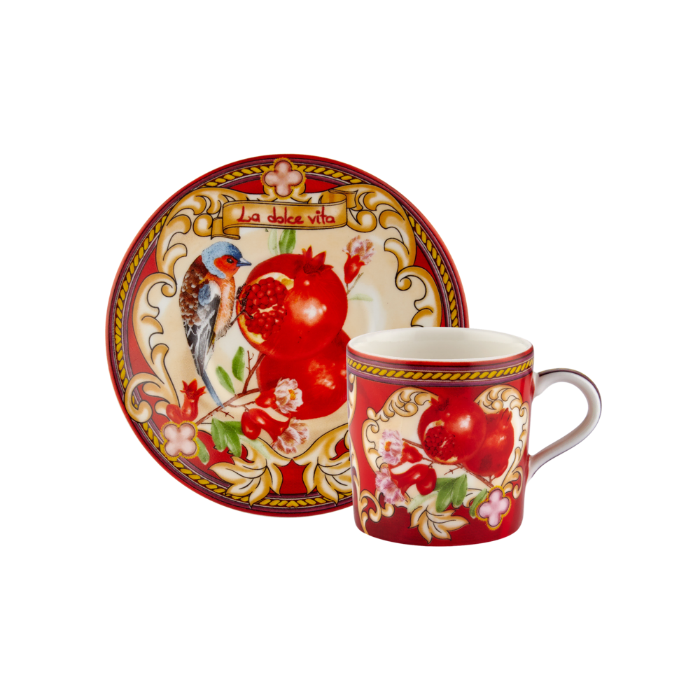 Chiara Alessi Capri Kırmızı Metal Kutu Kahve Fincanları