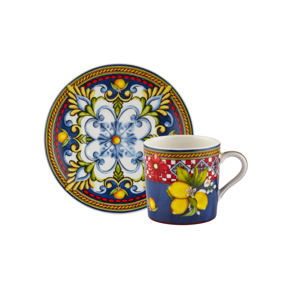 Chiara Alessi Capri Mavi Metal Kutu Kahve Fincanları