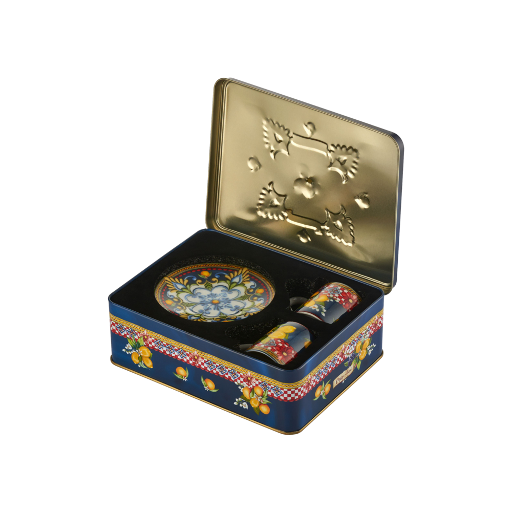 Chiara Alessi Capri Mavi Metal Kutu Kahve Fincanları