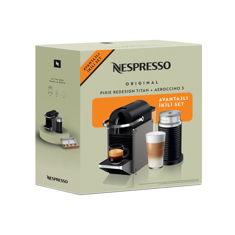 Nespresso Pixie Titan ve  Aeroccino 3 Espresso Makinesi